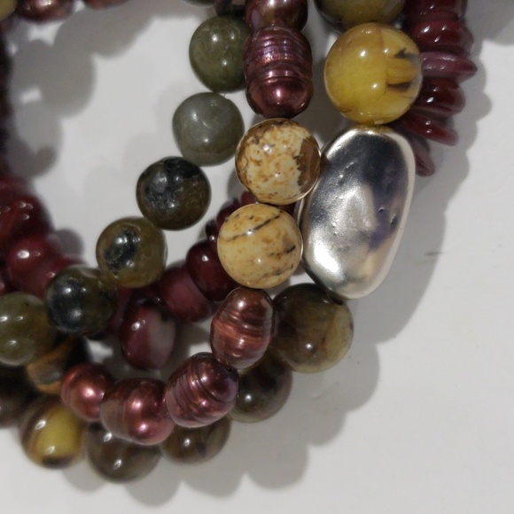 Layered Natural Beaded Stretch Bracelet – Women's Handmade Boho Fashion Jewelry - Picture 5 of 9